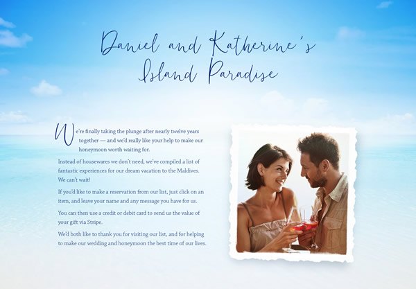 Example wedding gift lists and honeymoon registries - Buy Our ...
