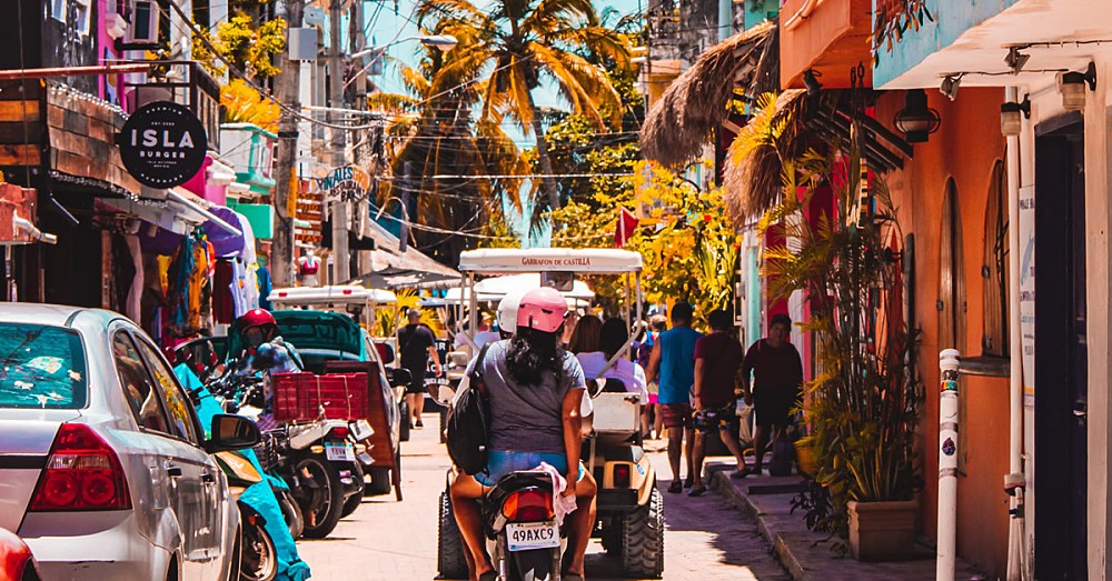 A bustling street scene Mexico