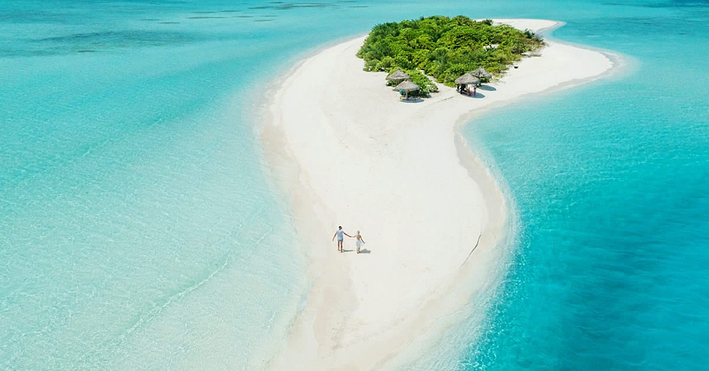 An isolated beach in the Maldives