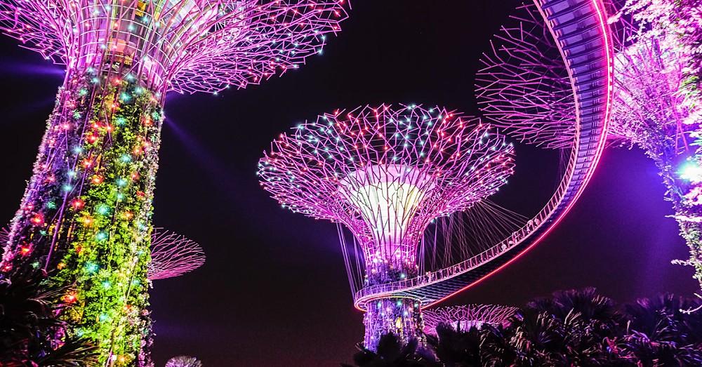 The Gardens by the Bay, Singapore, at night