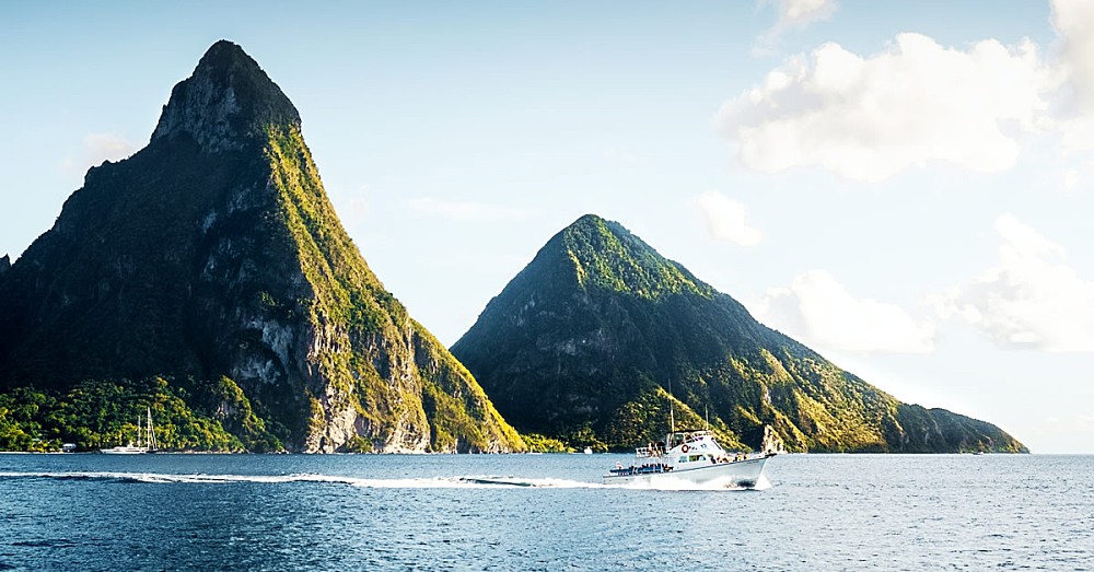 The volcanic peaks of Saint Lucia