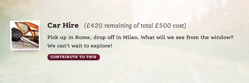 Car hire (£420 remaining of total £500 cost)