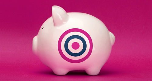 Piggy bank with a target